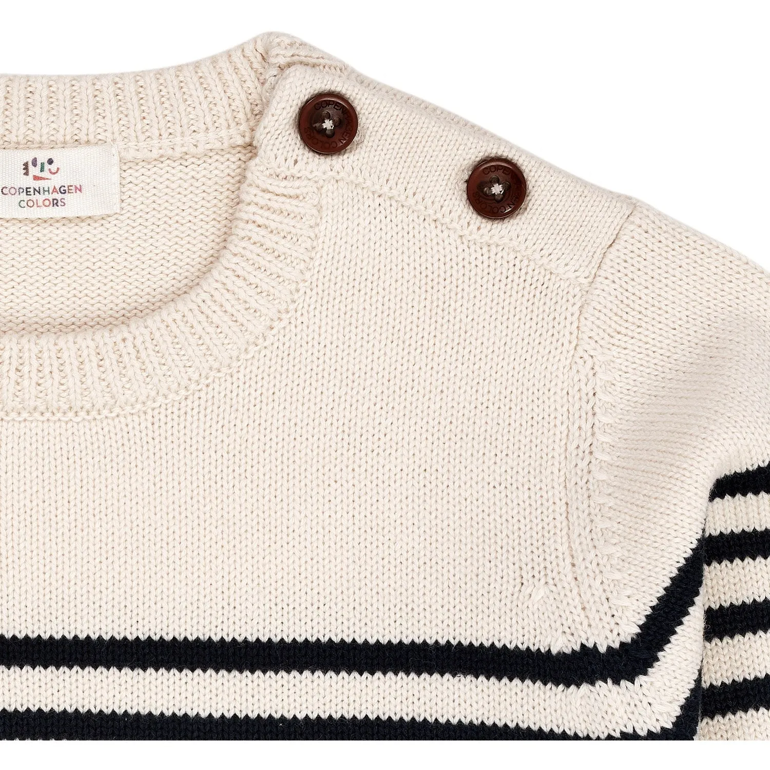 Copenhagen Colors Cream Navy Combi Knitted Striped Sailor Sweater