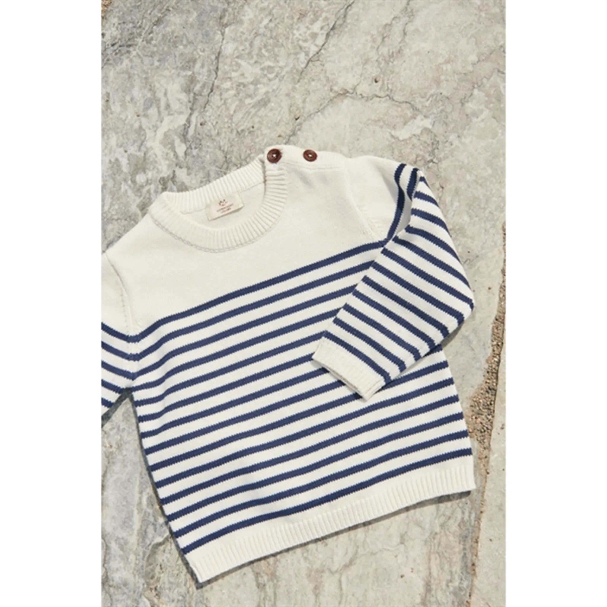 Copenhagen Colors Cream Navy Combi Knitted Striped Sailor Sweater