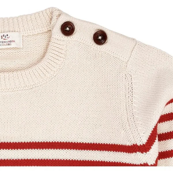 Copenhagen Colors Cream/Red Combi Strik Sailor Sweater Stripe