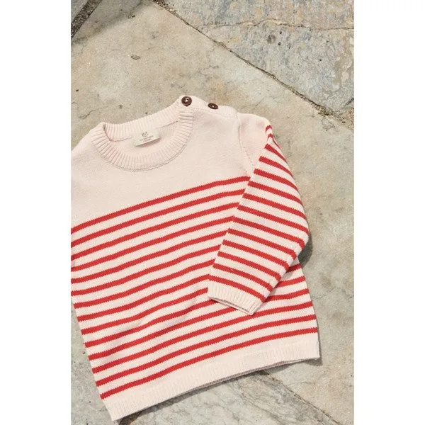 Copenhagen Colors Dusty Rose/Red Comb. Strik Sailor Stripe Sweater