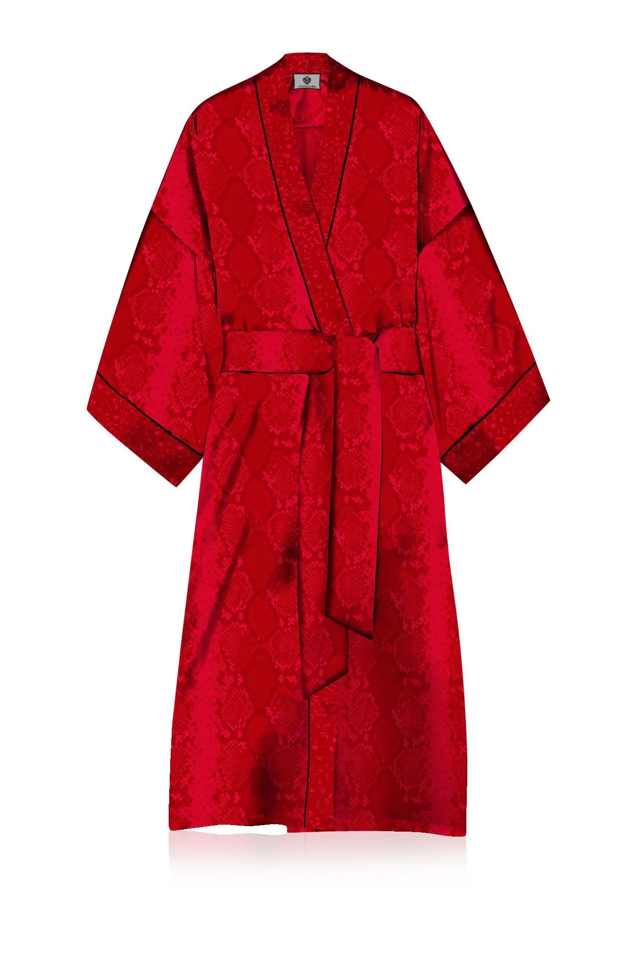 Cupro Kimono Solid Blood Stone Robe in Midi Length