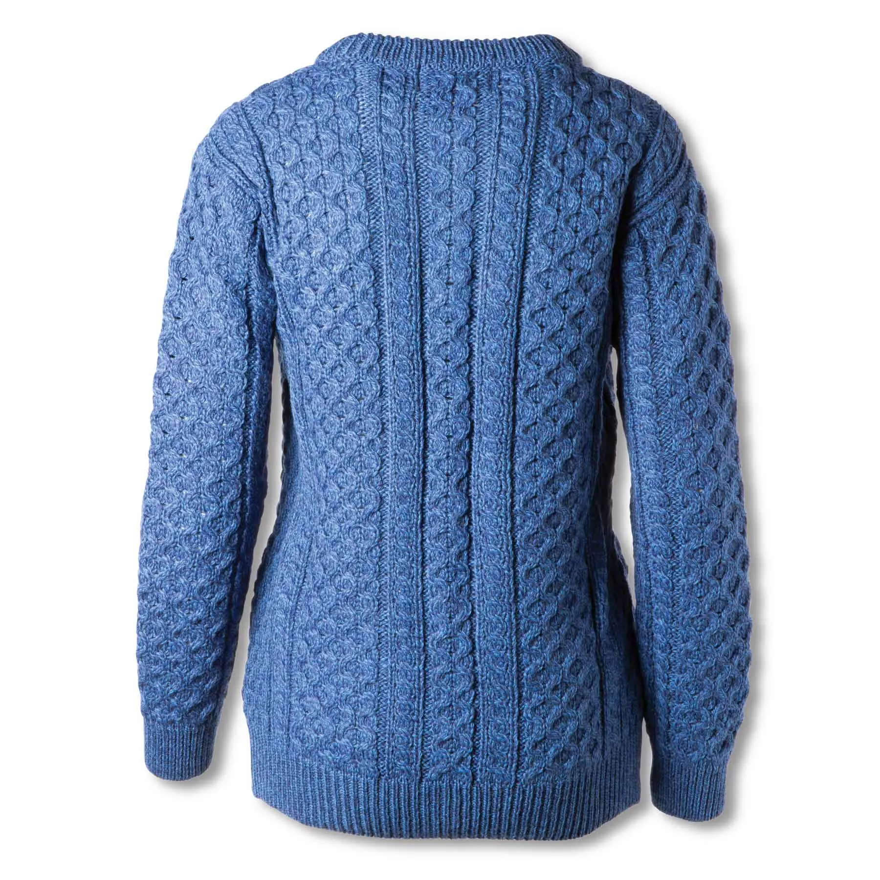 Curragh Women's Aran Knit Button Up Cardigan Sweater- Blue