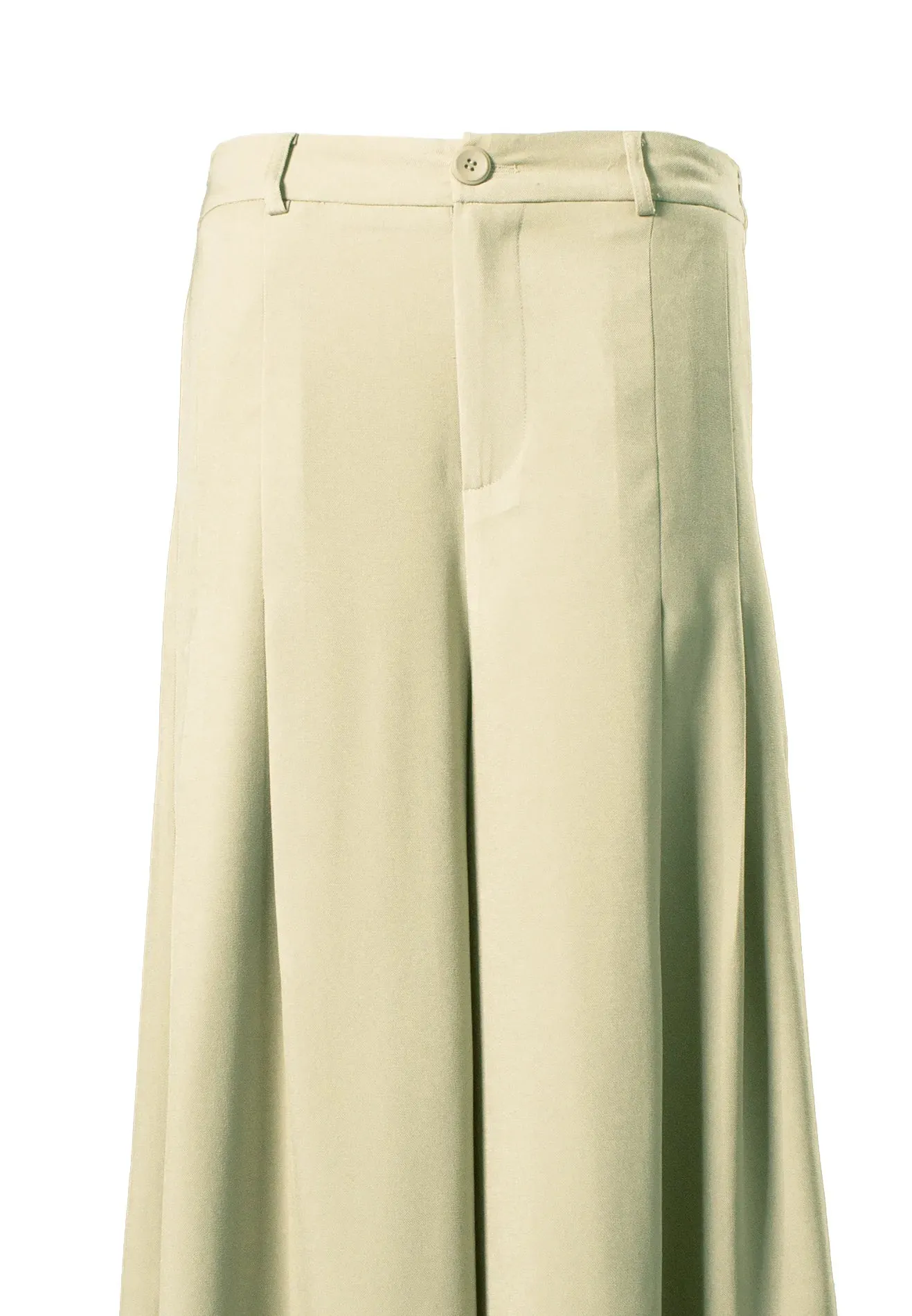 DAISY By VOIR High-Rise Elastic Pleated Wide Leg Buttoned Culottes Pants