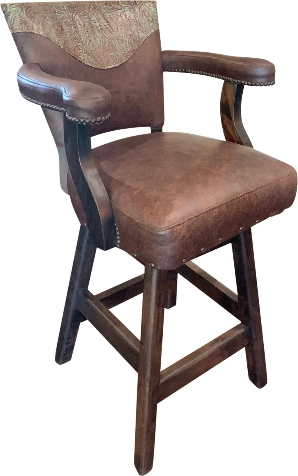 Davenport Ranch Western Leather Barstool