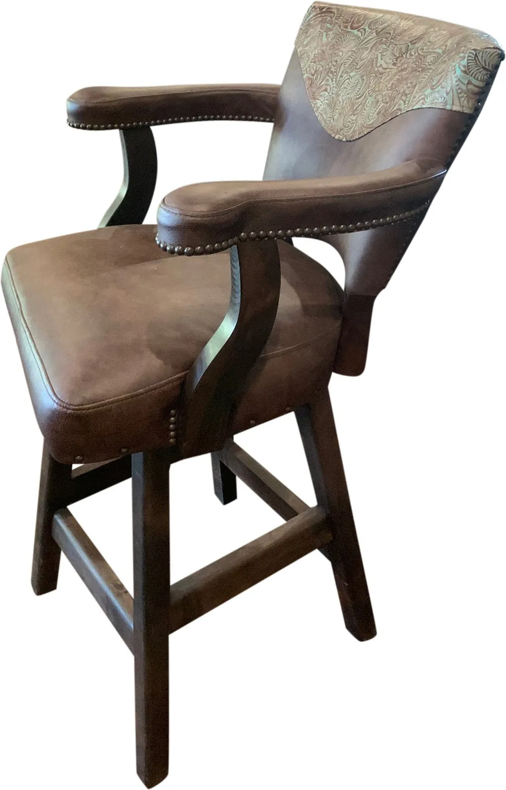 Davenport Ranch Western Leather Barstool