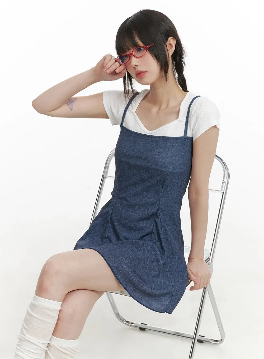 Denim Sleeveless Mini Dress CY414