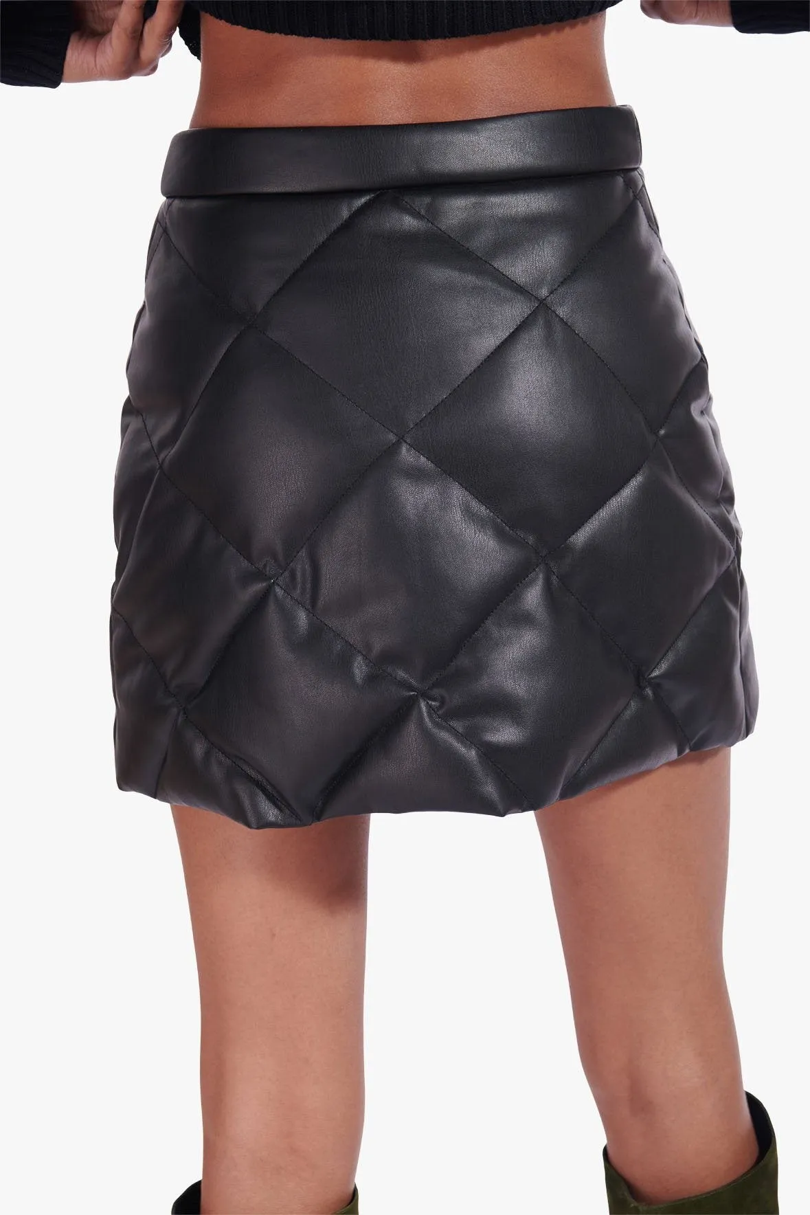 DICE SKIRT | BLACK VEGAN LEATHER