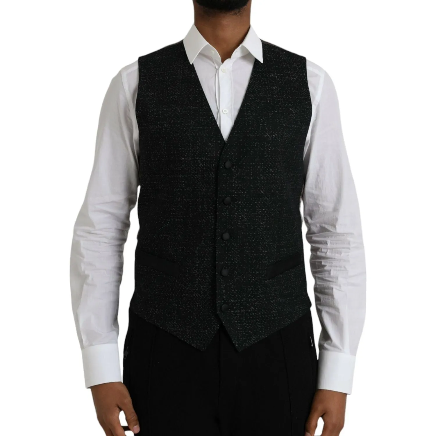 Dolce & Gabbana Black Brown Silk Waistcoat Dress Formal Vest