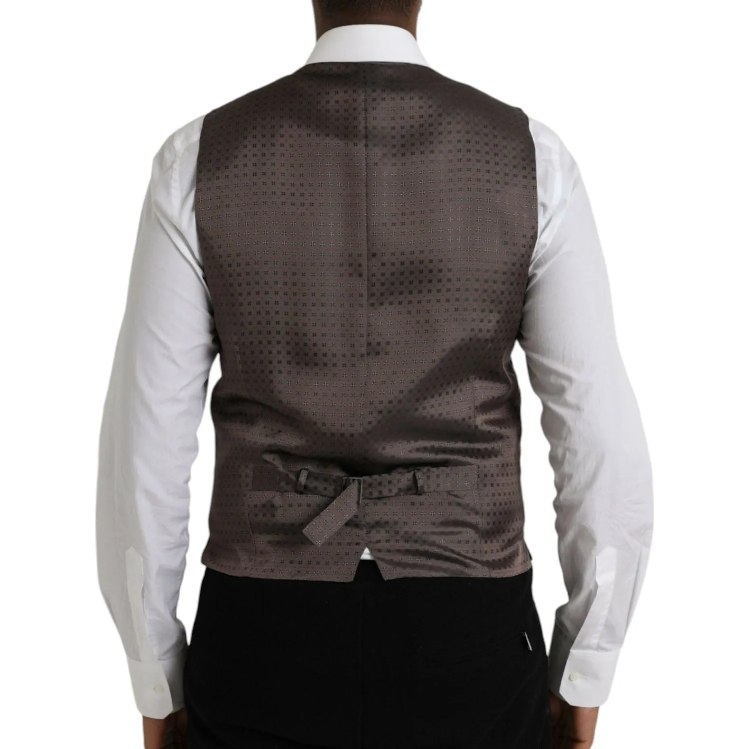 Dolce & Gabbana Black Brown Silk Waistcoat Dress Formal Vest