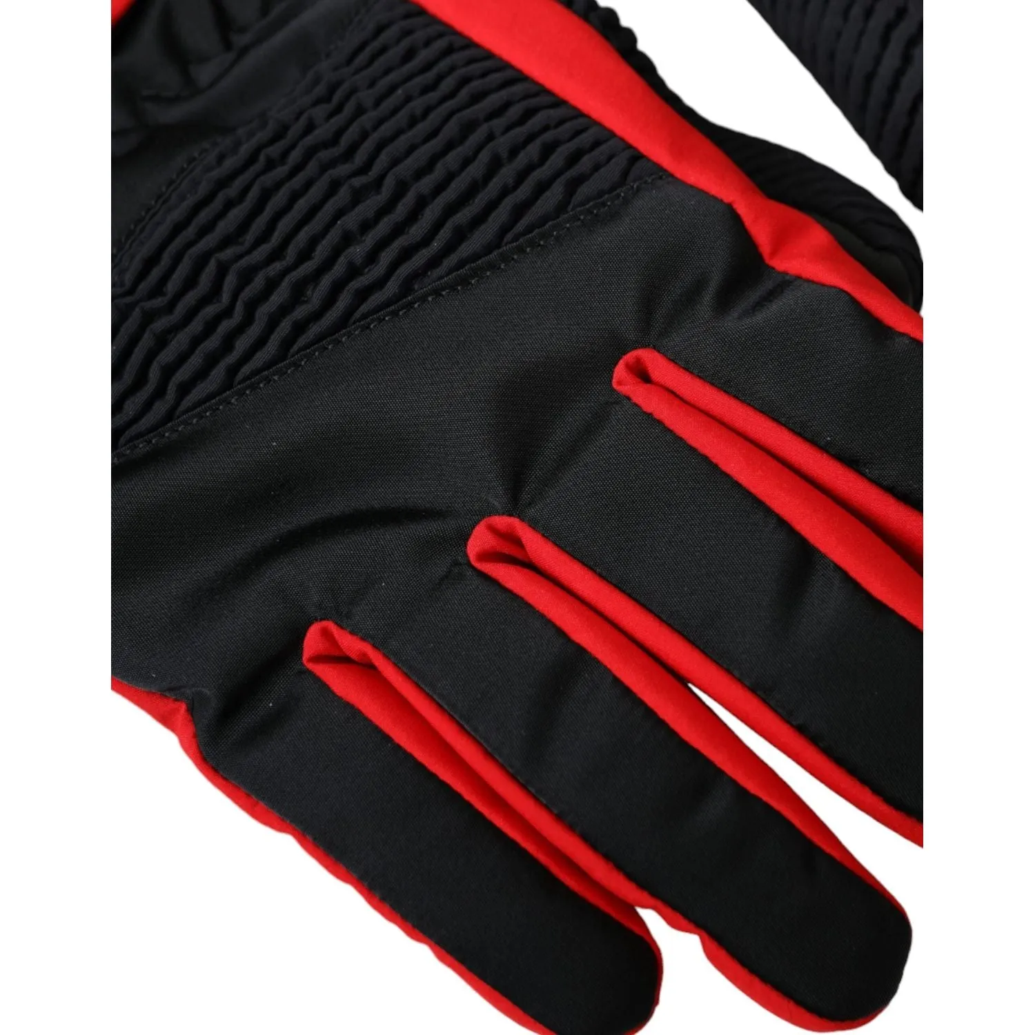 Dolce & Gabbana Black Red Nylon Wrist Length Gloves