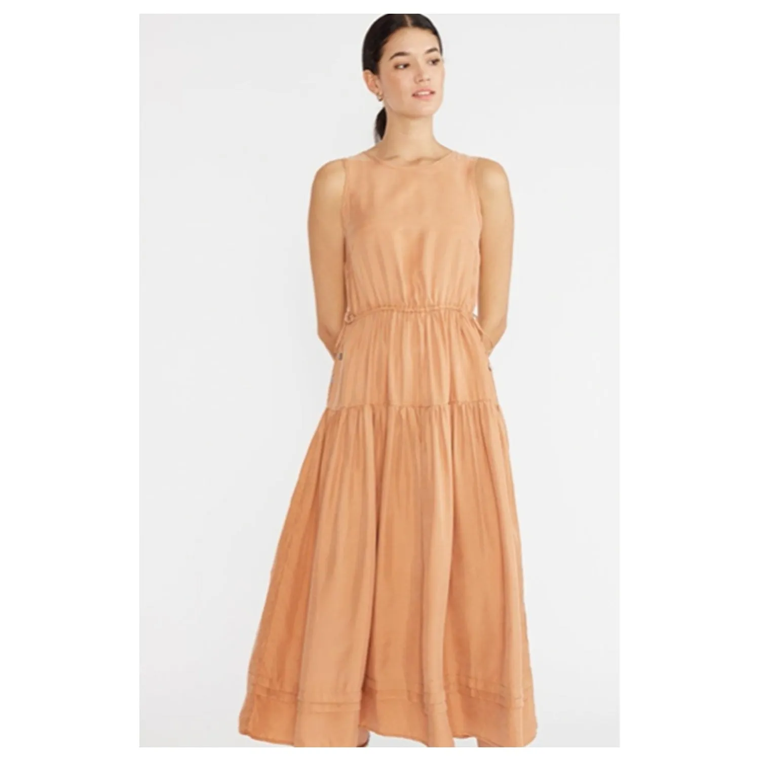 Dress Gaia Cupro Midi - Golden