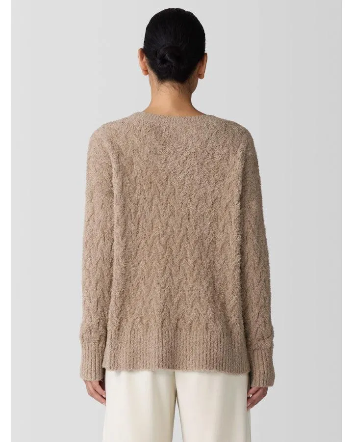 Eileen Fisher Fringed Organic Cotton Crew Neck Sweater