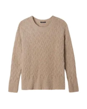 Eileen Fisher Fringed Organic Cotton Crew Neck Sweater