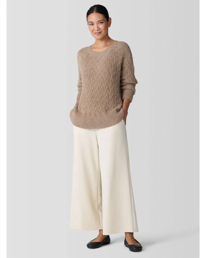 Eileen Fisher Fringed Organic Cotton Crew Neck Sweater