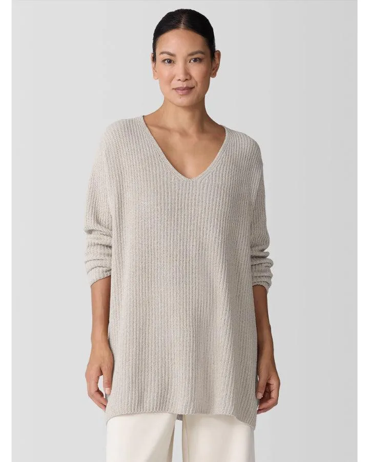 Eileen Fisher Organic Cotton Chenille V-Neck Sweater