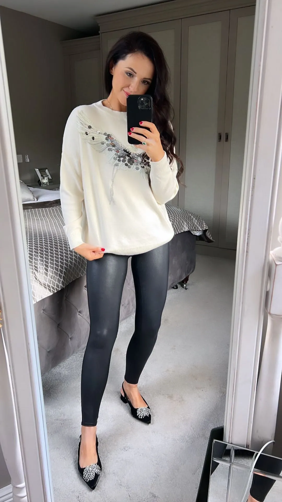 Embellished stork jumper