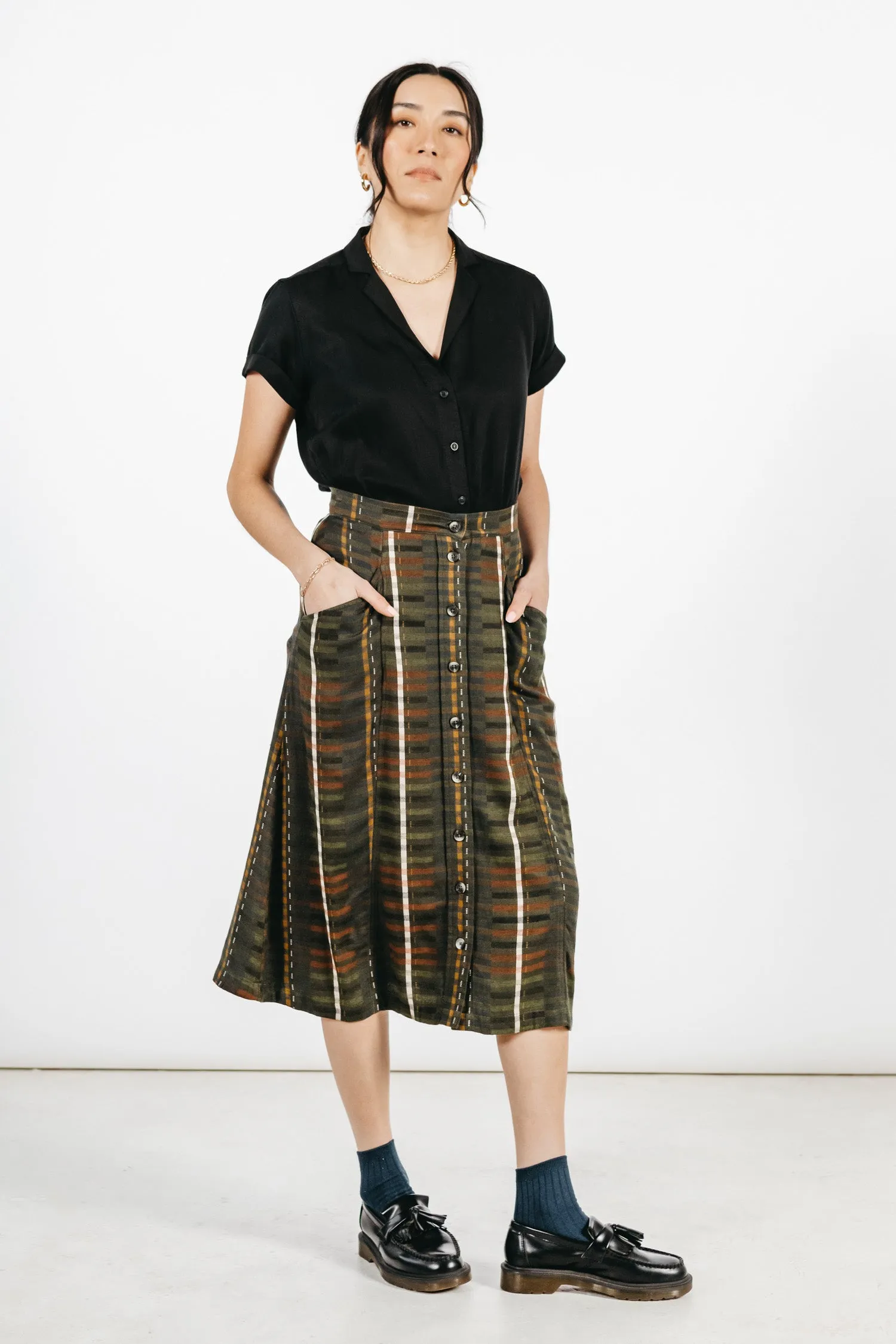 Evelyn Skirt / Olive Stripe