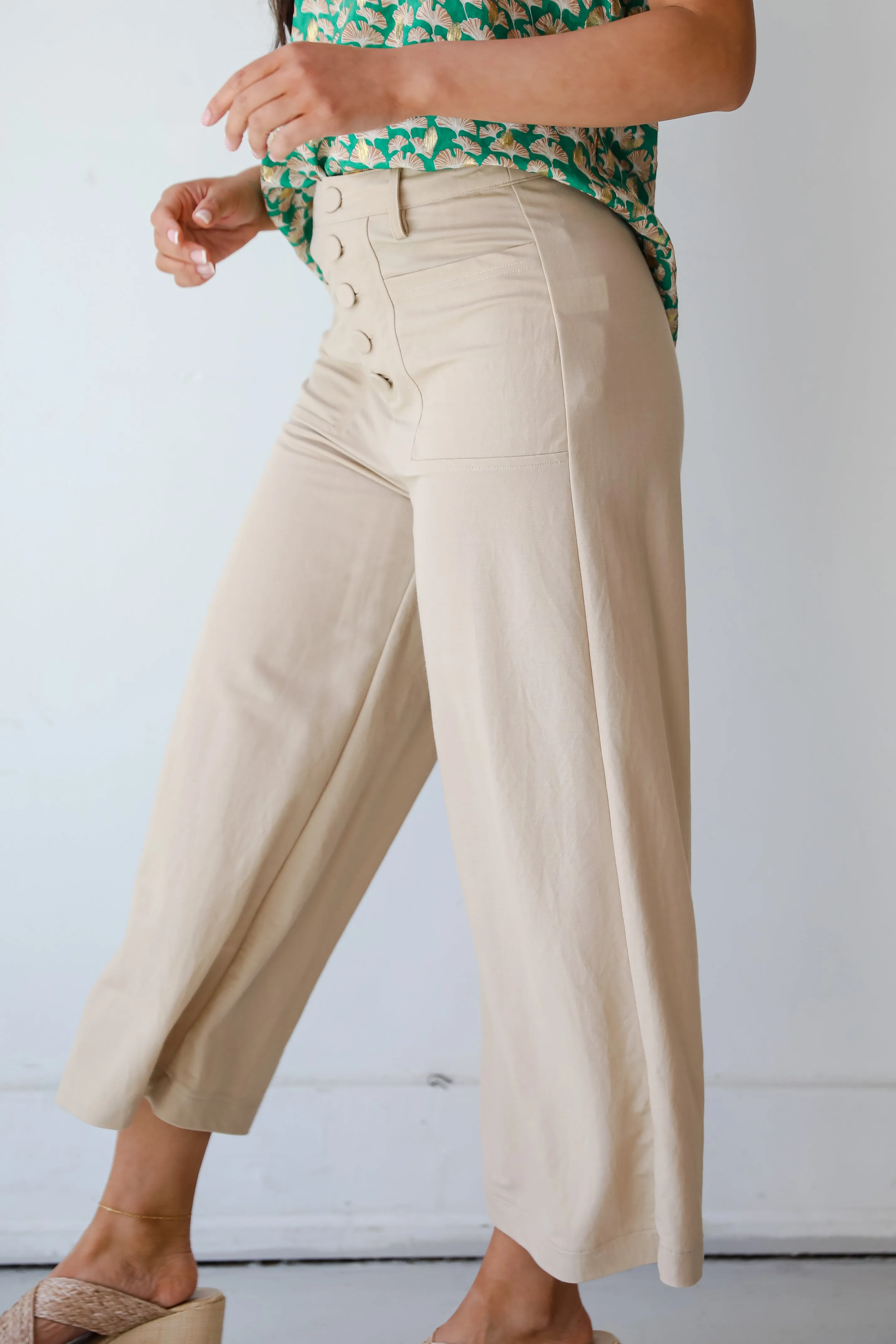 FINAL SALE - Stylish Journey Natural Culotte Trouser Pants