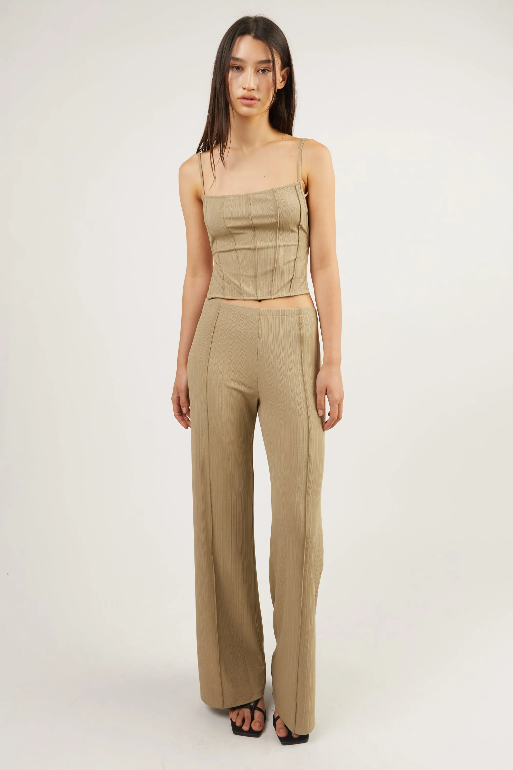 FLARED PANT WITH STITCH DETAILS