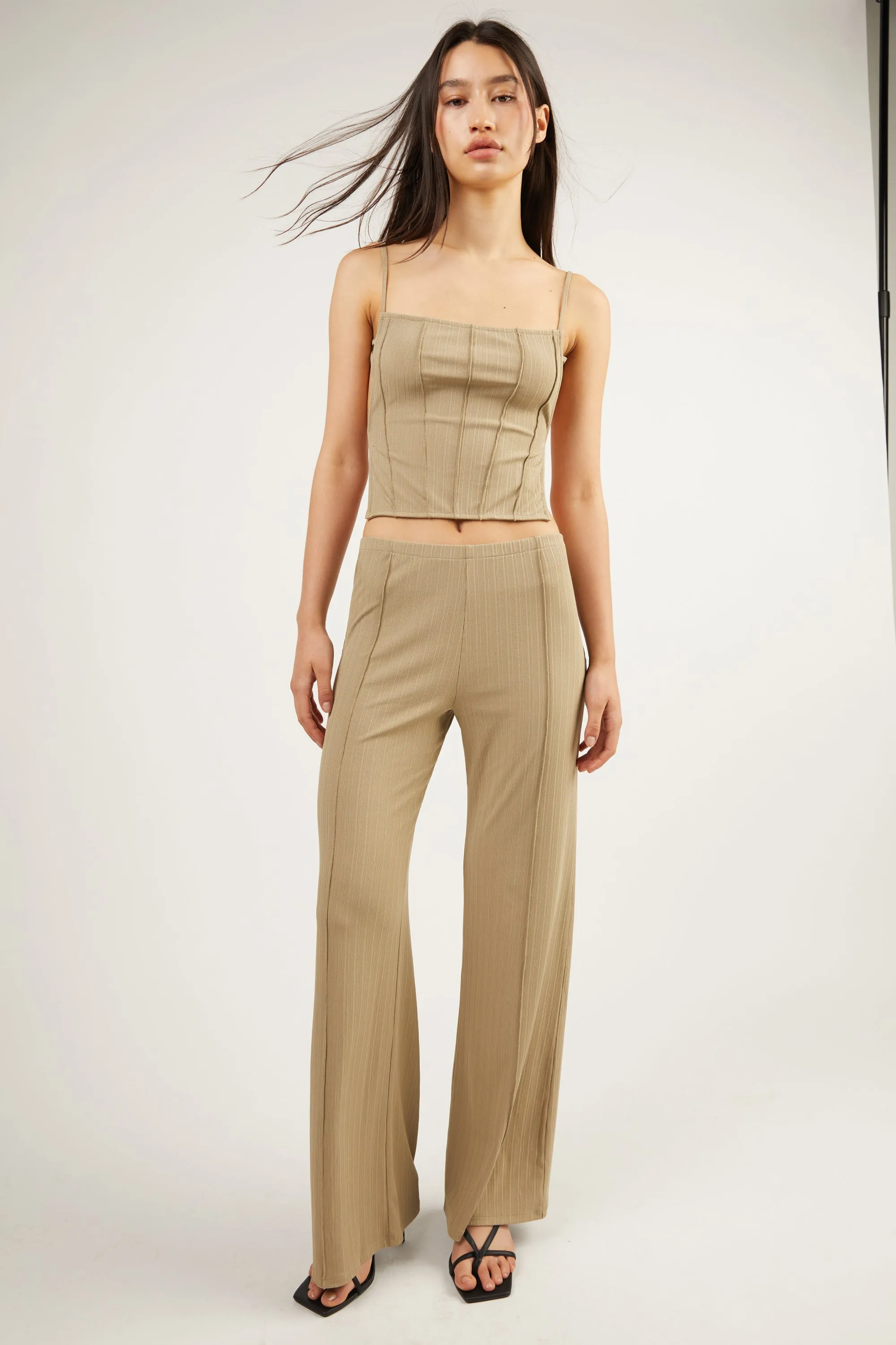 FLARED PANT WITH STITCH DETAILS