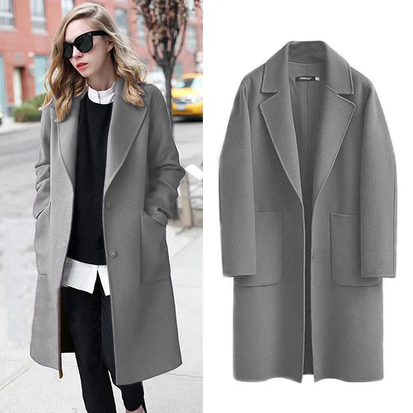 Flytonnshop winter outfits men Autumn and Winter Women's Double-Sided Woolen Coat Long Loose Woolen Coat for Women