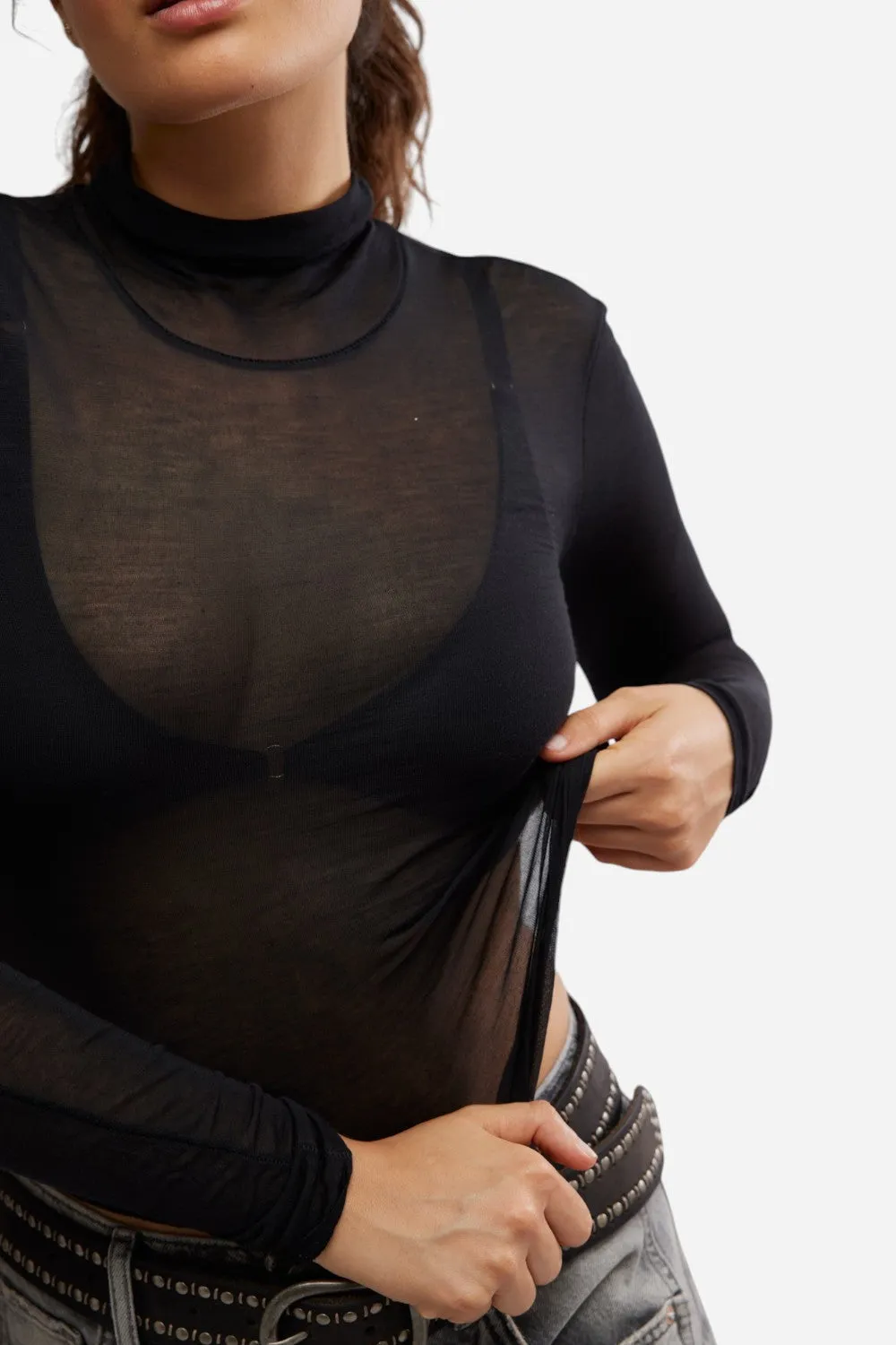 Free People On Air Turtleneck in Black