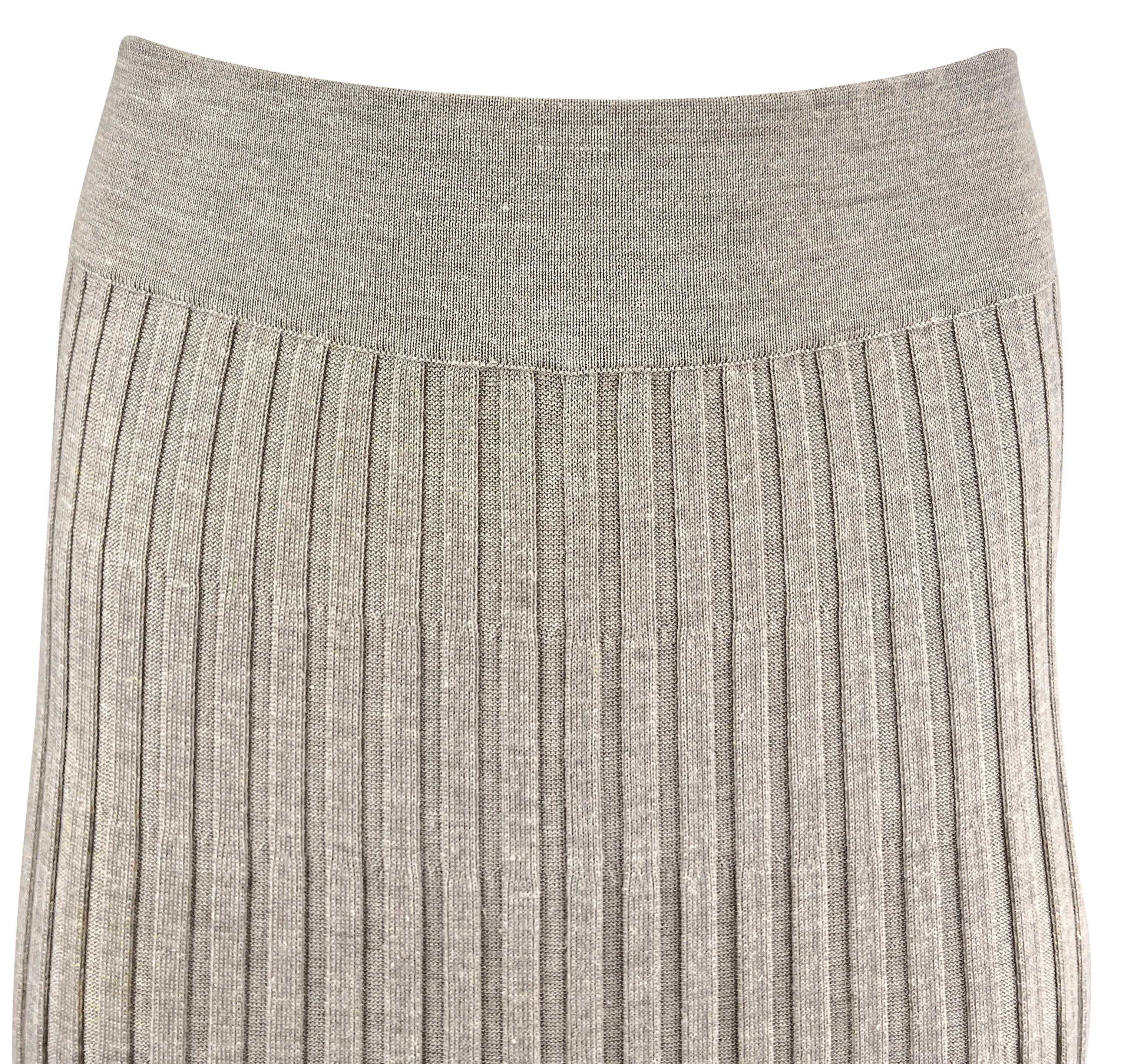 Gabriela Hearst Ribbed Midi Skirt in Oatmeal