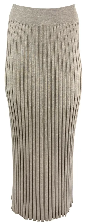 Gabriela Hearst Ribbed Midi Skirt in Oatmeal