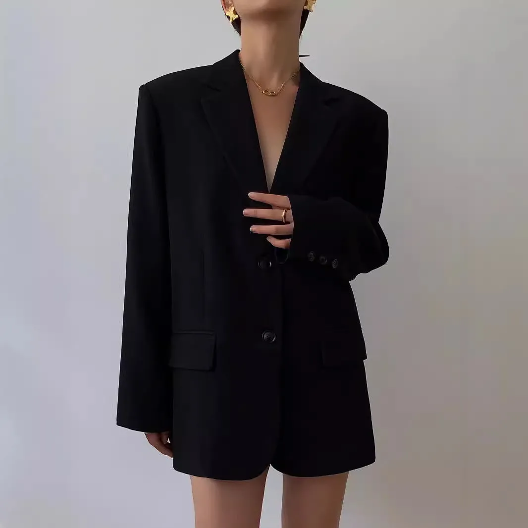 Girlary-shop black fur boots outfit Oversize Gray Suit Jacket for Women 2024 Spring and Autumn Korean Style Casual Small Loose Suit