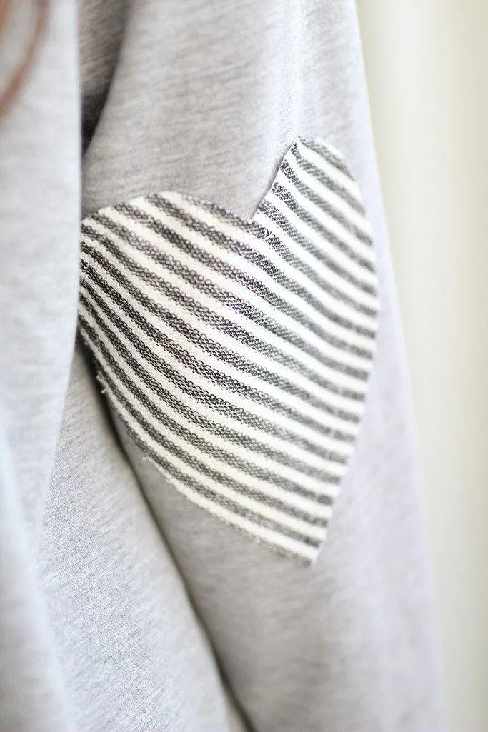 Gray Sweater With Heart Elbow Patches