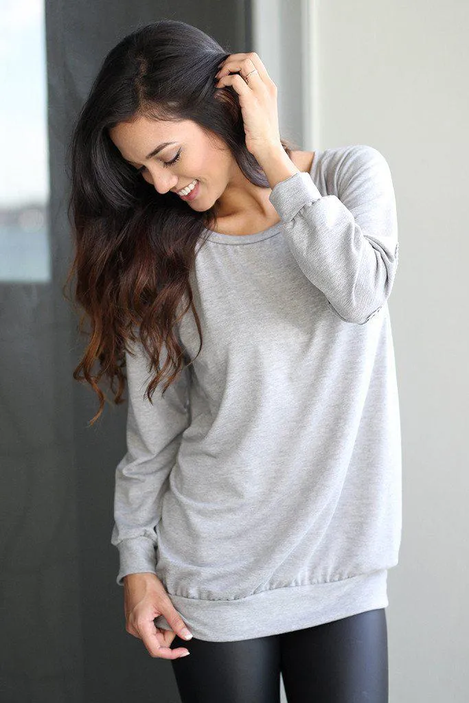 Gray Sweater With Heart Elbow Patches