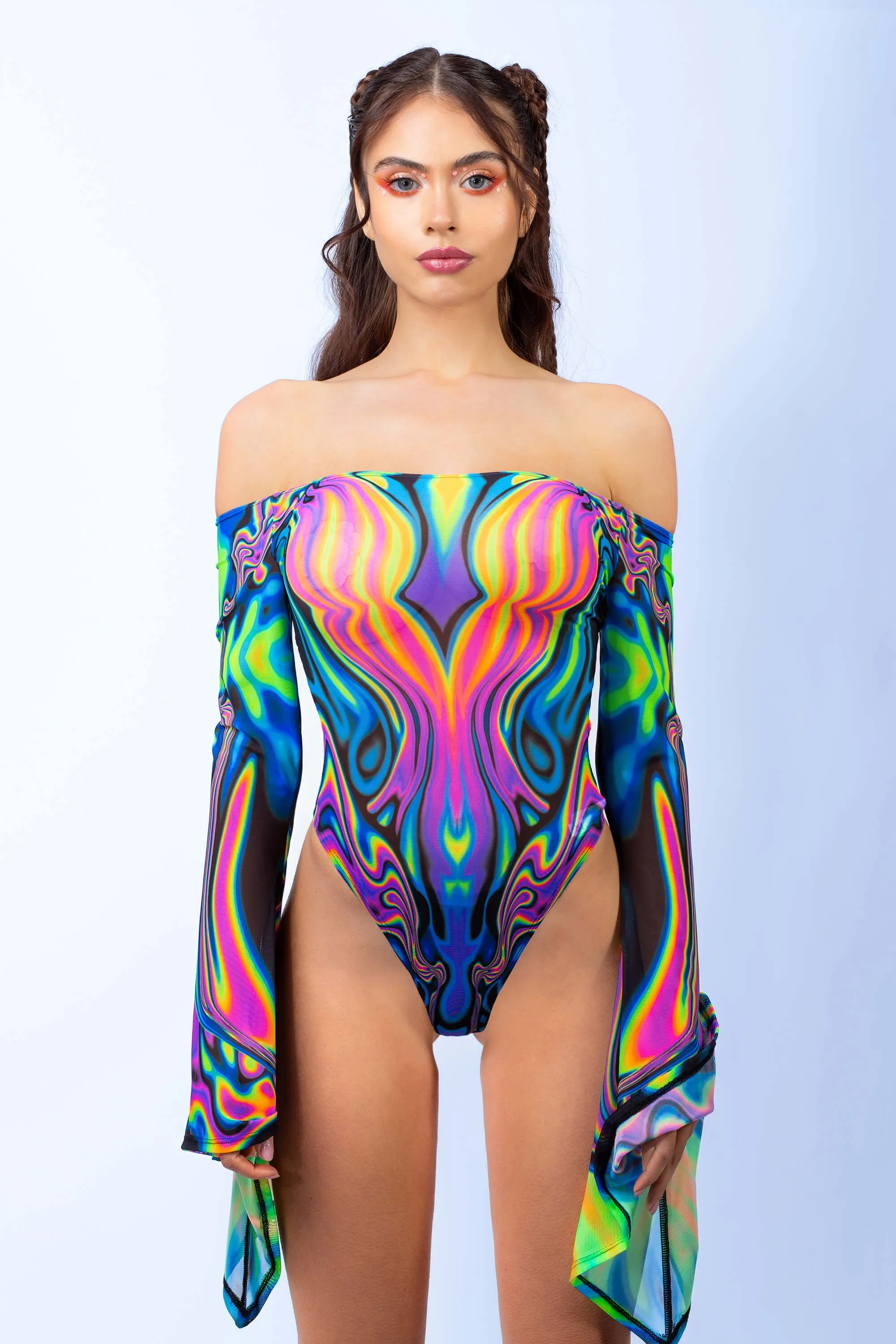 Halcyon Bell Sleeve Mesh Bodysuit