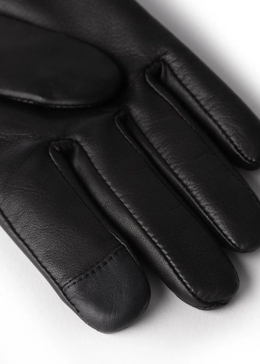 Holland Cooper Monogram Leather Gloves in Black