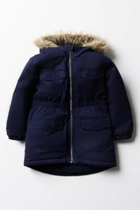 Hooded Parka Coat Navy