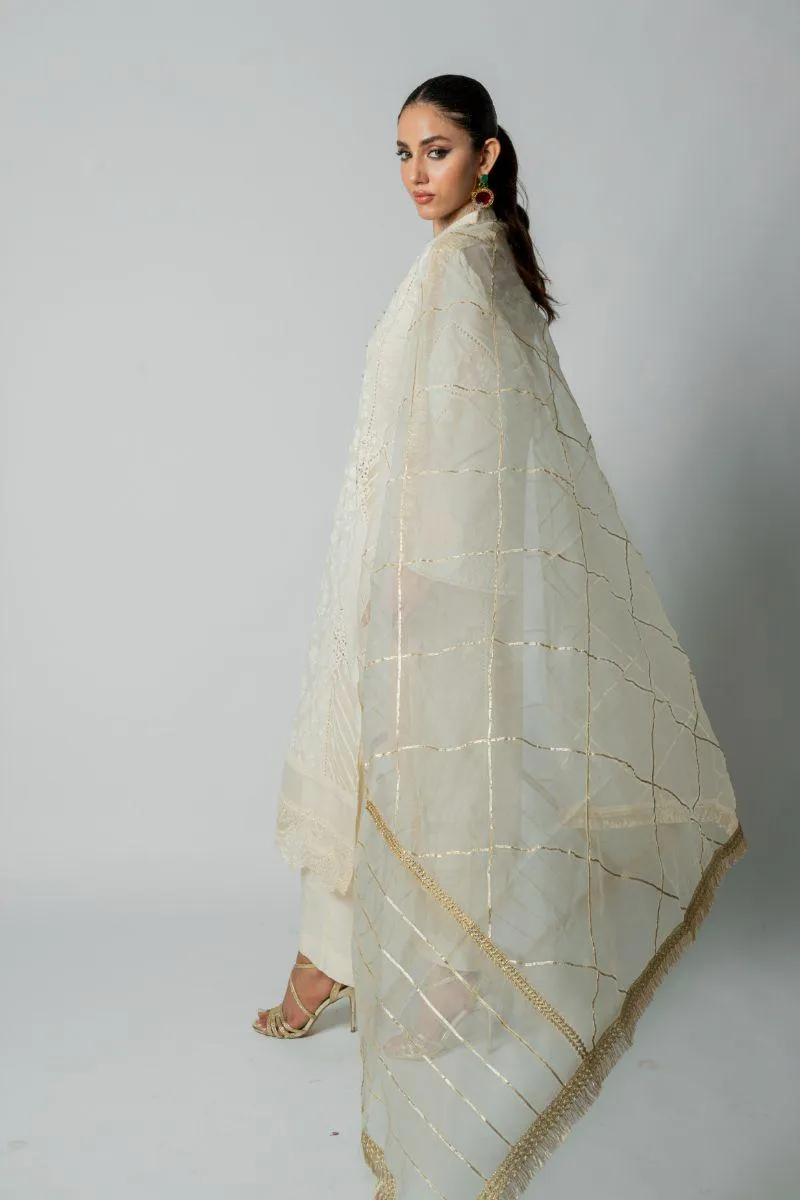 Insia Sohail - Chandni raat - Off white - Kora cotton