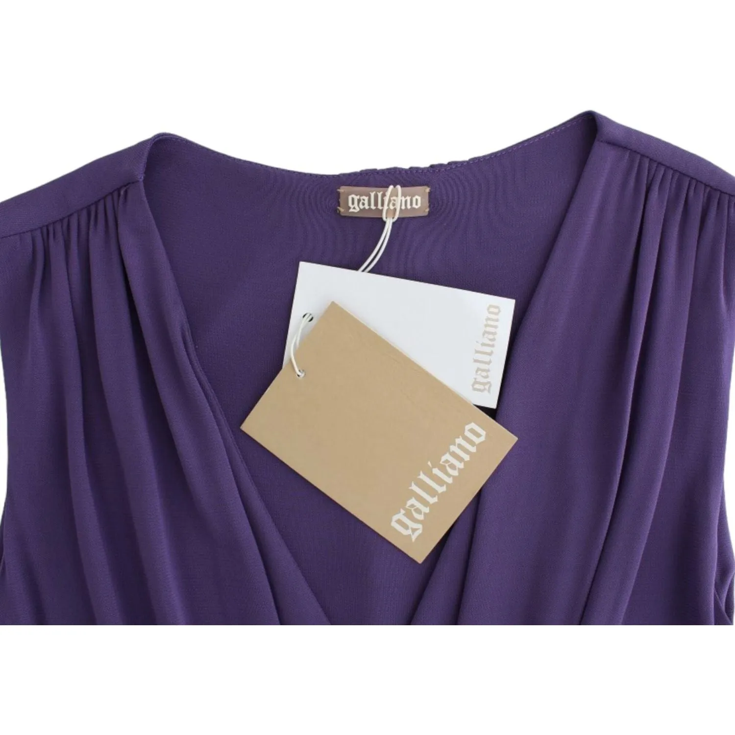 John Galliano Elegant Purple Knee-Length Jersey Dress