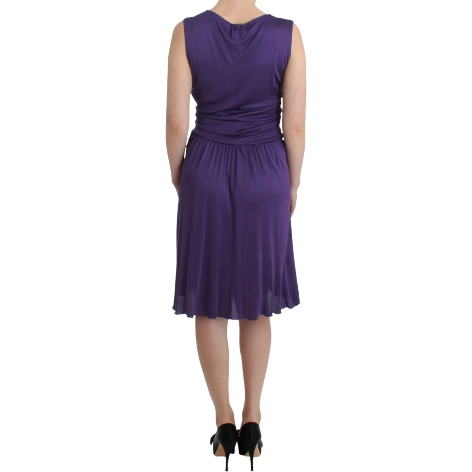 John Galliano Elegant Purple Knee-Length Jersey Dress