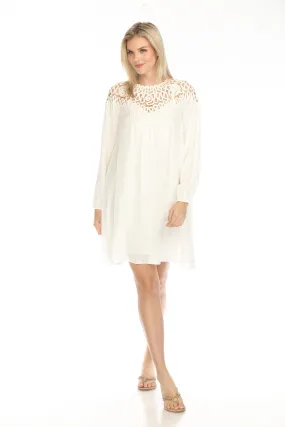 Johnny Was Jade Lace Yoke Long Sleeve Mini Slip Dress L39823-E