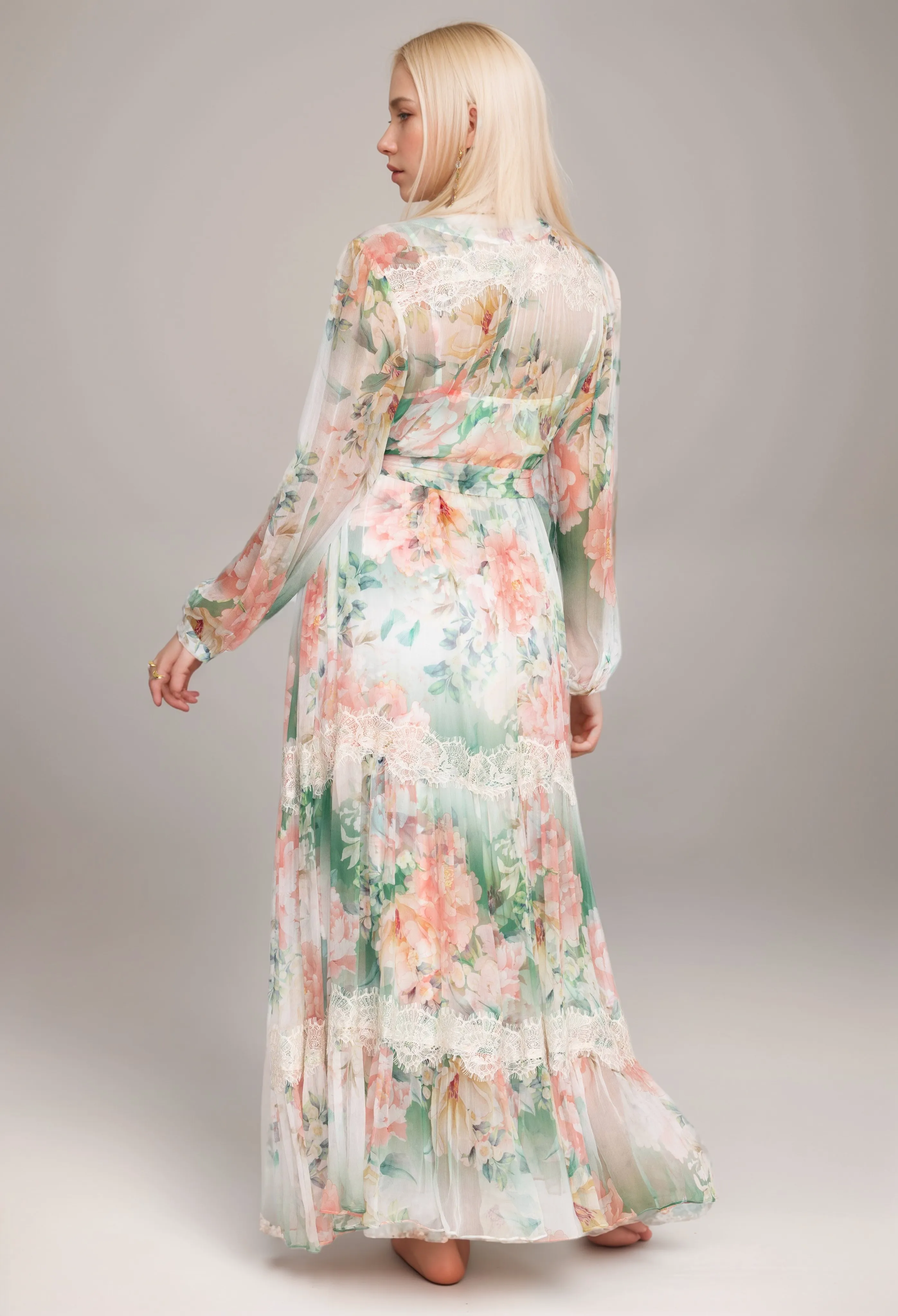 Johnny Was Jade Womens Ruksana Floral Silk Maxi Dress Plus Size L32124 Boho Chic