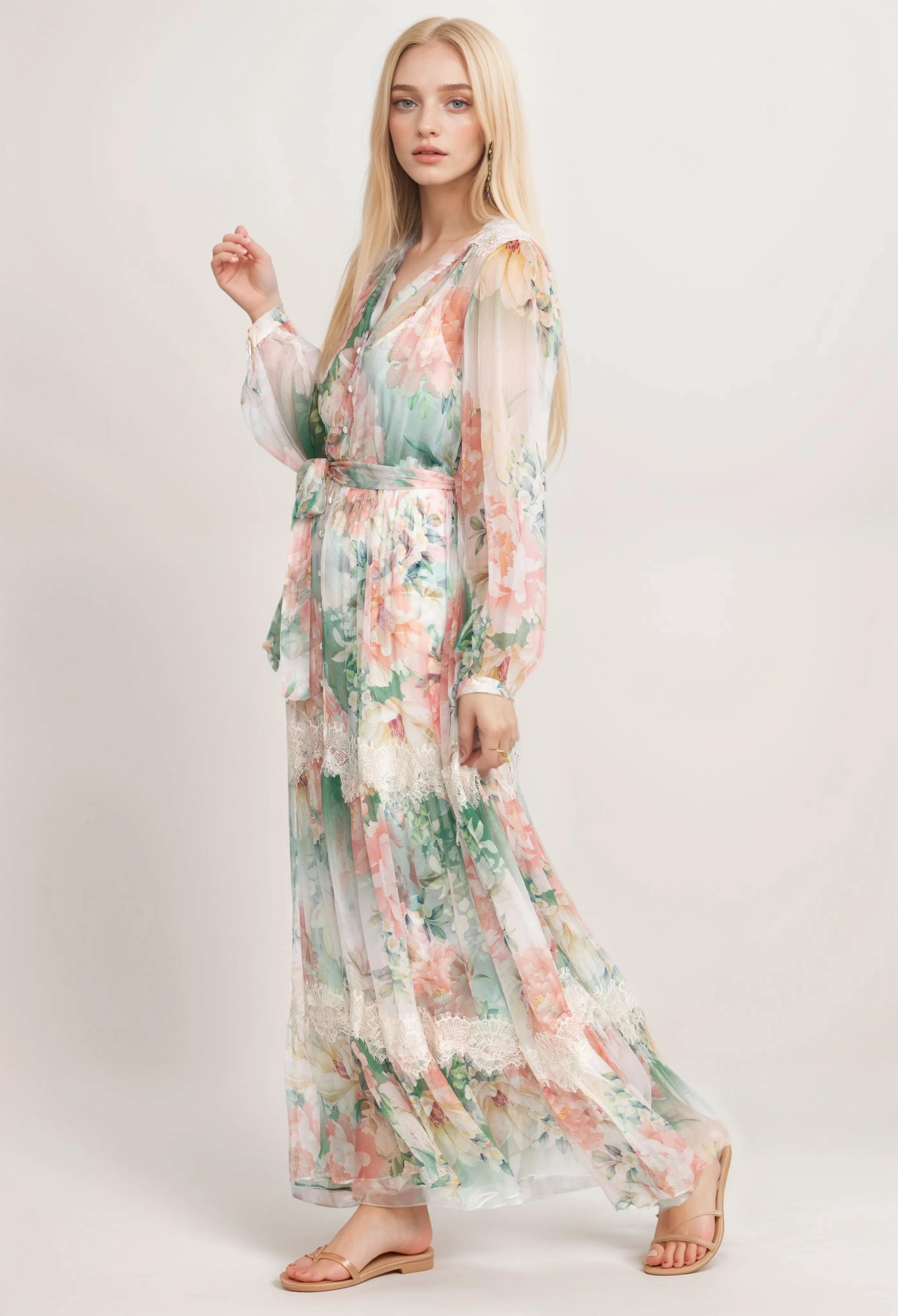 Johnny Was Jade Womens Ruksana Floral Silk Maxi Dress Plus Size L32124 Boho Chic