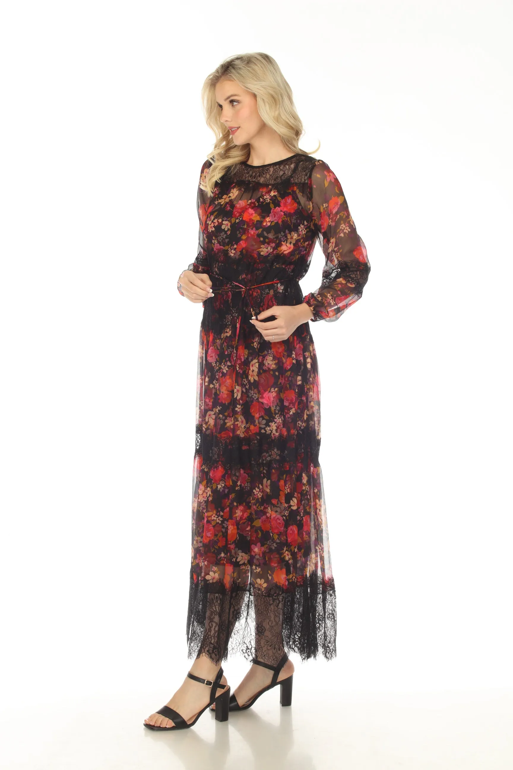 Johnny Was Love Flora Silk Lace Tiered Maxi Dress L38023