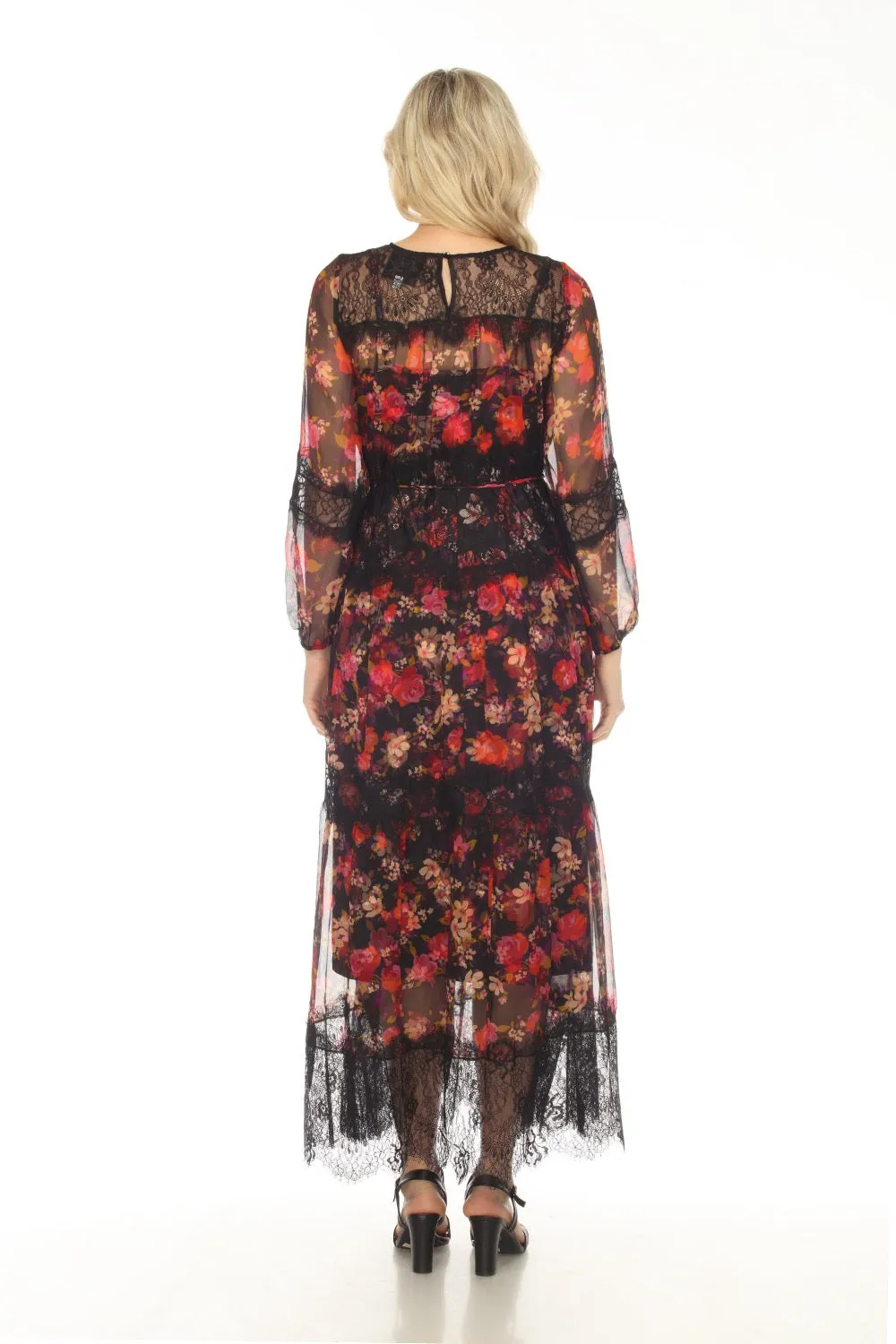 Johnny Was Love Flora Silk Lace Tiered Maxi Dress L38023