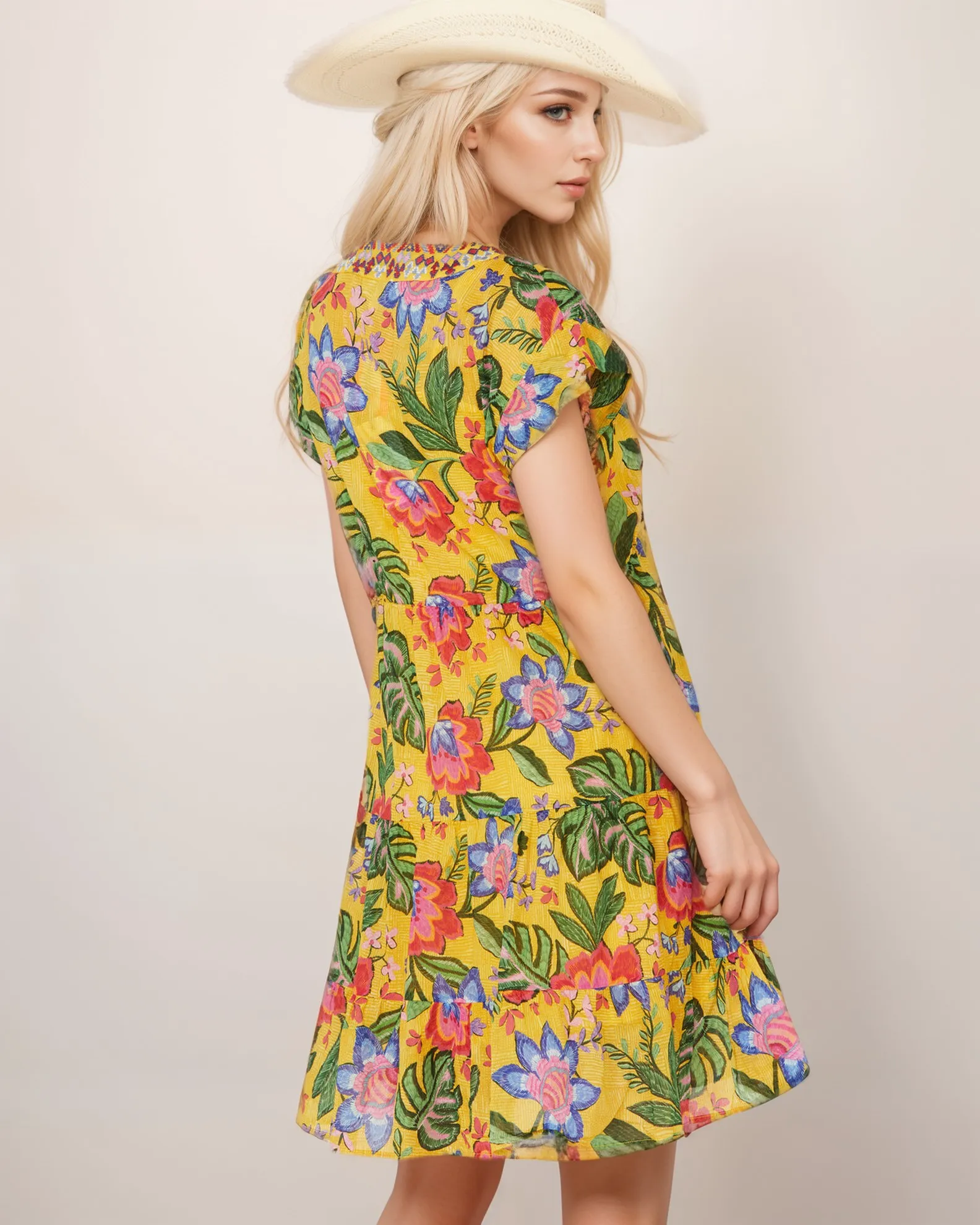 Johnny Was Workshop Women's Floral Prairie Mini Dress W36324 Boho Chic