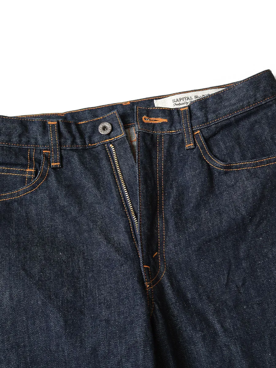 Kapital 14oz Denim 5P RAT FLARE Pants - One Wash Indigo