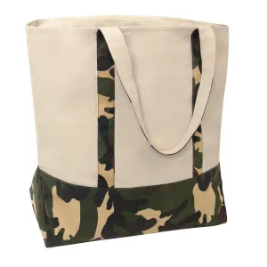 Large Camo Canvas Tote Bag