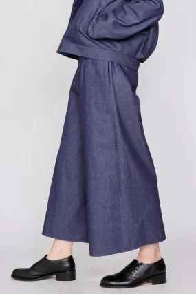 Lightweight Denim Wide Leg Elastic Waist Culottes