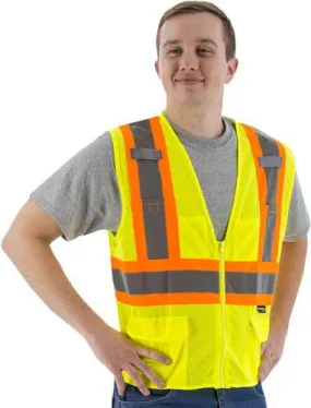 Majestic 75-3209 High Visibility With Dot Striping Mesh Safety Vest, ANSI 2, R