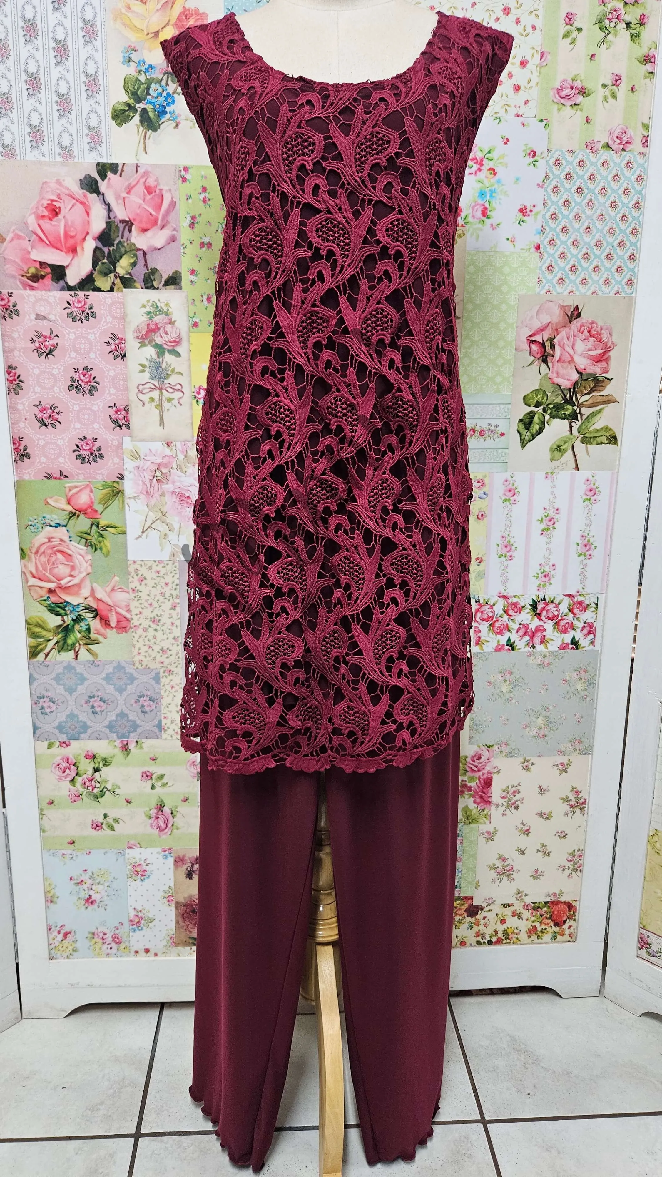 Maroon 3-Piece Pants Set LR0653