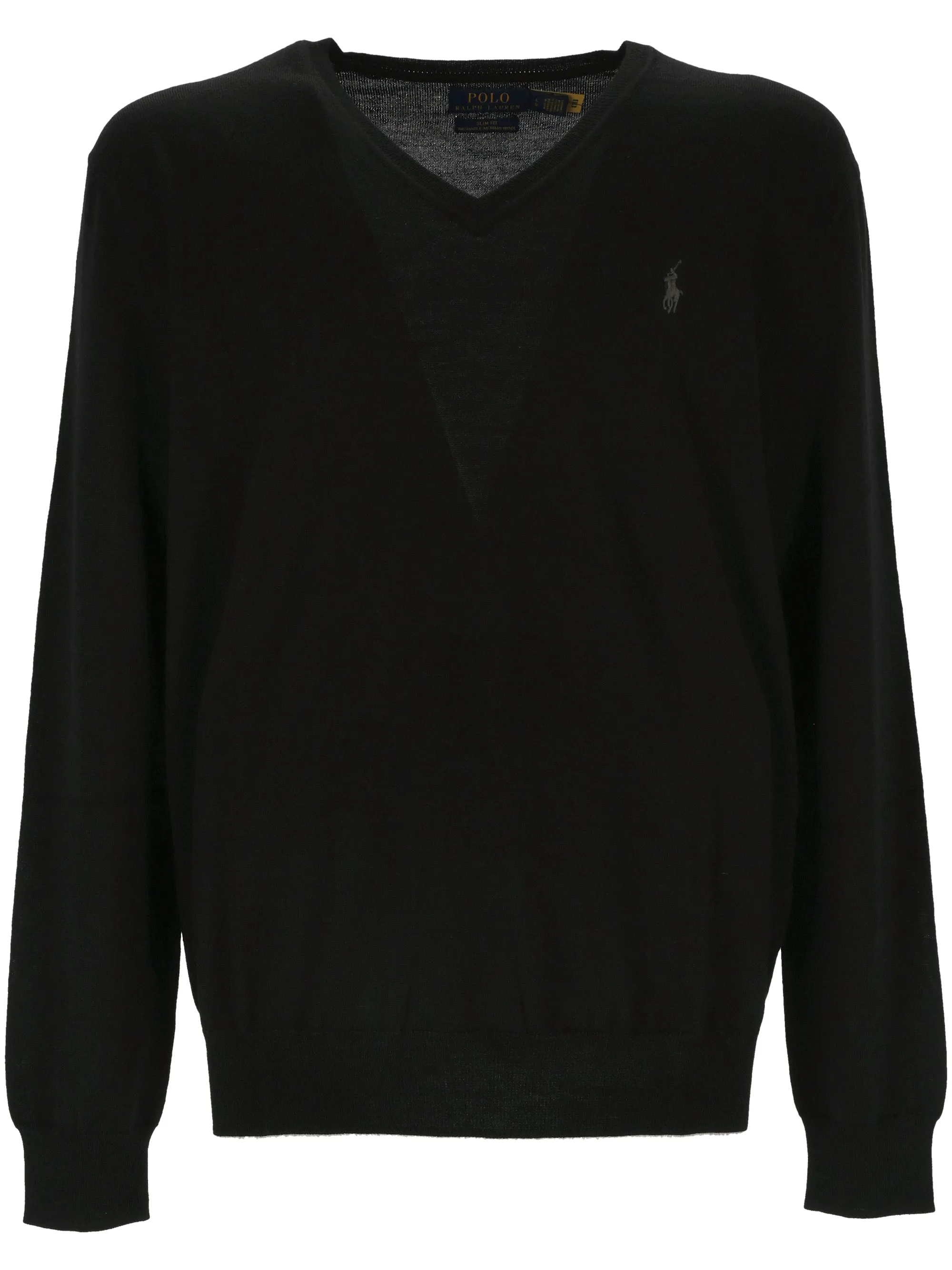 Men's Black Wool Polo Sweater