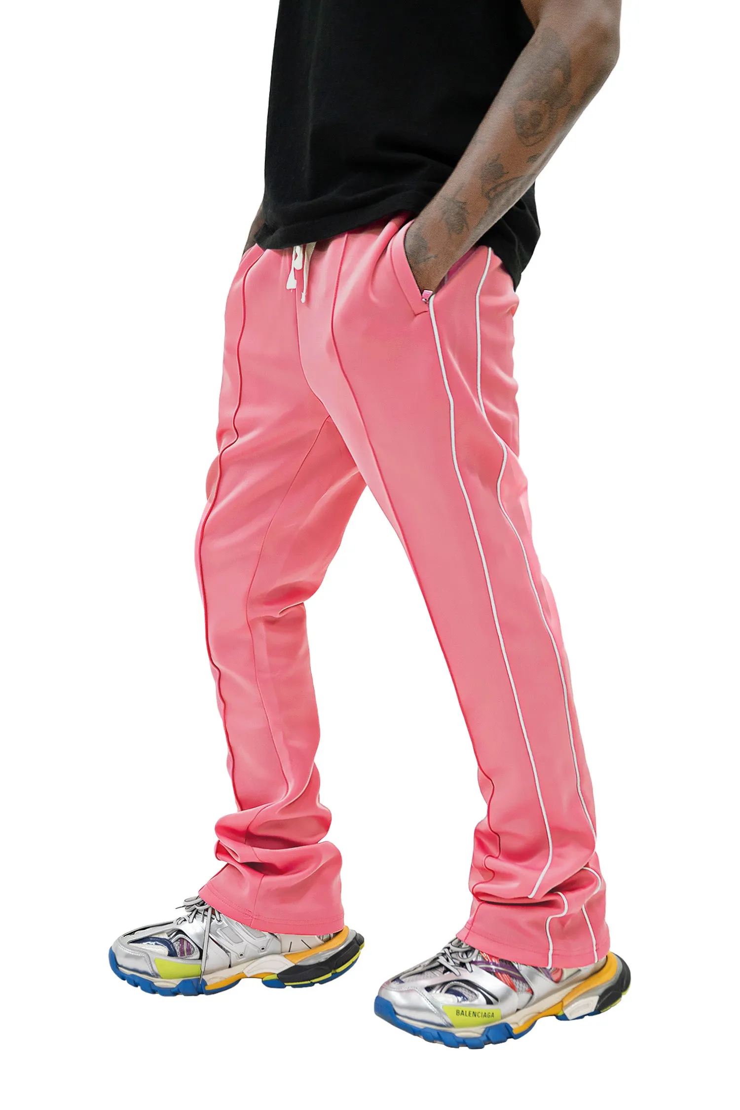 Men's Essential Solid Stacked Fit Flared Track Pants